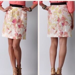 ANN TAYLOR LOFT FLORAL LINEN MINI SKIRT SZ 2P‎ FAIRY COTTAGECORE